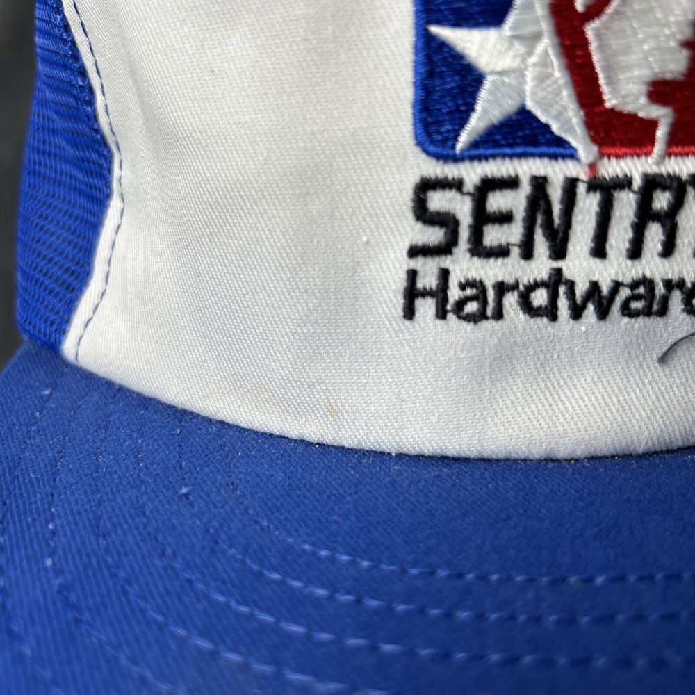 Vintage SnapBack Trucker Hat Sentry Hardware Cap Blue Made In USA - Picture 5 of 10